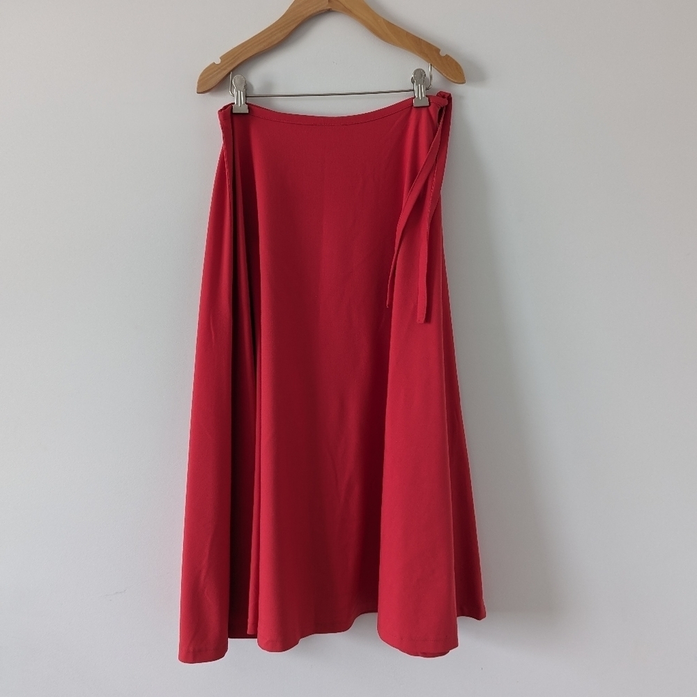 Handmade Vibrant Red A-Line Maxi Dress with Cross-Back Straps - Size M Coral